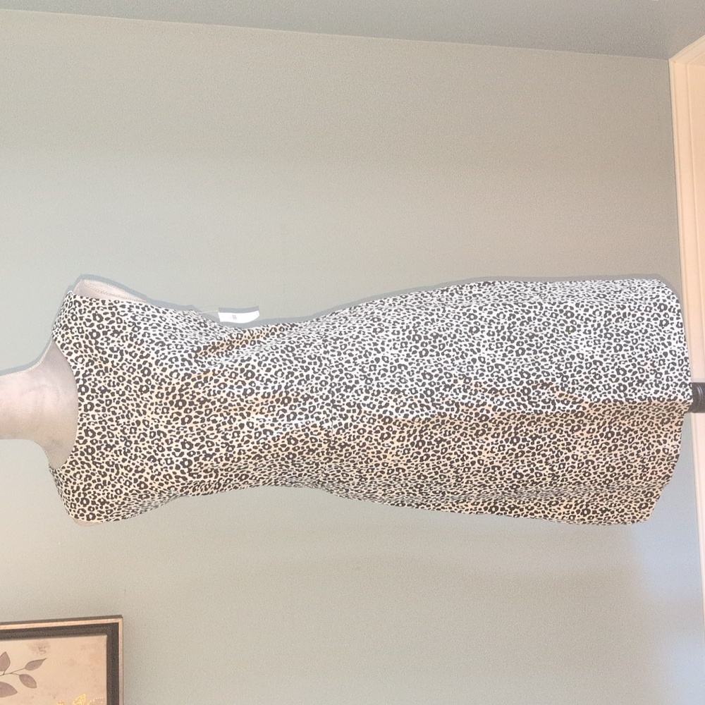Old Navy Black and White Leopard Midi Dress Large Tall